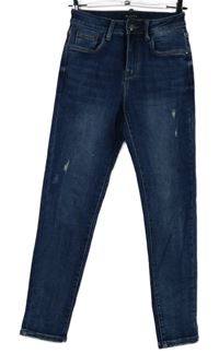 Dámské tmavomodré teplákové rifle s prošoupáním 