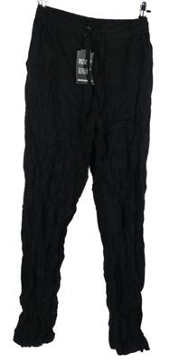 Nové - Pánské černé lněné kalhoty Boohoo 