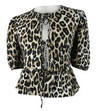 Dámská černo-béžová vzorovaná crop halenka se zavazováním Primark 