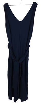 Dámský tmavomodrý culottes kalhotový overal s páskem Finery 