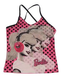Růžový puntíkatý plavkový top s Barbie 