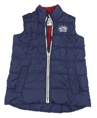 Tmavomodrá šusťáková zateplená vesta s nápisem Alive