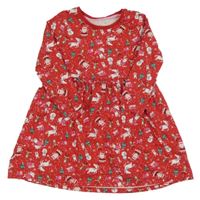 Červené bavlněné šaty s obrázky Matalan