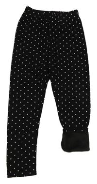 Černé puntíkaté zateplené legíny 