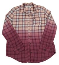 Růžovo-vínovo-modrá kostkovaná halenka Abercrombie&Fitch vel.176