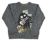 Černo-bílý melírovaný svetr s příšerkou 