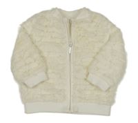 Smetanová chlupatá propínací mikina 