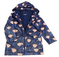 Tmavomodrá nepromokavá podšitá bunda se srdíčky a kapucí ANYDAY