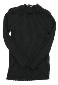 Černý třpytivý žebrovaný svetr Tu