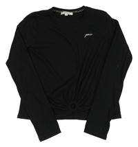 Černé žebrované triko s uzlem Garcia