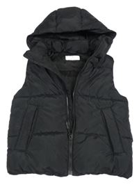 Černá šusťáková zateplená vesta s kapucí H&M