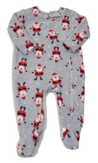 Šedý fleecový overal se Santy 