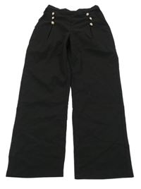 Černé lehké kalhoty s ozdobnými knoflíky Shein