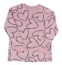 Světlerůžová fleecová pyžamová mikina se srdíčky M&S