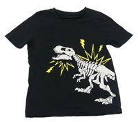 Černé tričko s kostrou dinosaura V by Very