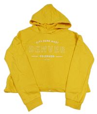 Žlutá crop mikina s kapucí Nike