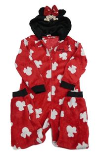 Červená chlupatá kombinéza s Minnie a kapucí Disney