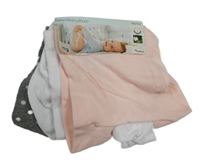 Nové - 3x punčocháče - světlerůžové + bílé + puntíkaté