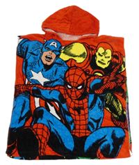 Červeno-barevné froté osuškové pončo s kapucí - Avengers 