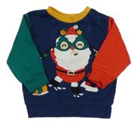 Tmavomodrá mikina se Santou a barevnými rukávy zn. Next