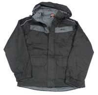 Černo-šedá šusťáková zateplená bunda s kapucí Slazenger