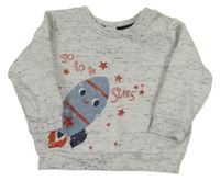 Světlešedá melírovaná mikina s raketou