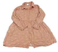 Růžové květované košilové šaty 