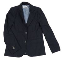 Tmavomodré lněné sako Mango