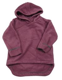 Švestkové fleecové šaty s kapucí 