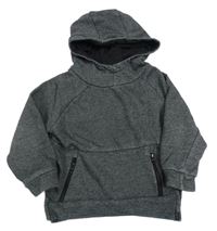 Černo-šedá melírovaná mikina s kapucí Primark