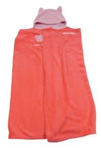 Jahodová chlupatá zavinovací deka s kapucí - Pepina