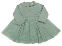 Světlekhaki teplákovo/tylové třpytivé šaty se zajícem Next