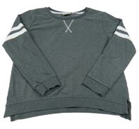 Tmavošedá mikina s pruhy na rukávech Next