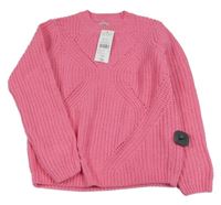 Nové - Růžový žinylkový svetr F&F