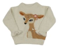 Béžový chlupatý svetr se srnou C&A