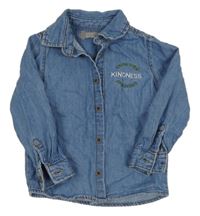 Modrá riflová košile s nápisem Primark