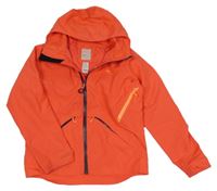 Neonově korálková šusťáková funkční bunda s kapucí Quechua