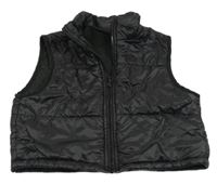 Černá šusťáková lehká zateplená crop vesta Shein