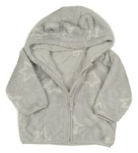 Šedá chlupatá propínací mikina s hvězdami a kapucí Next