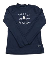 Tmavomodré UV triko s nápisem a ploutví