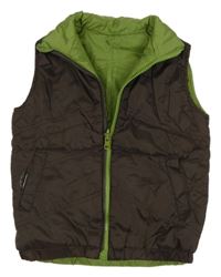 Tmavohnědá prošívaná šusťáková zateplená oboustranná vesta