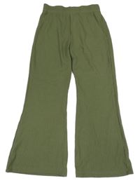 Khaki žebrované flare kalhoty F&F