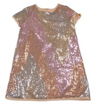 Růžovo-světlemodro-zlaté flitrové šaty St. Bernard