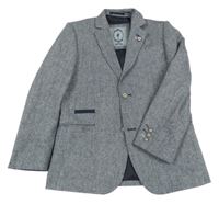 Tmavomodré melírované vlněné sako 