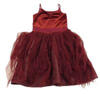 Rubínové sametovo/tylové šaty 