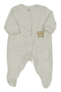 Bílý sametový prošívaný overal s medvídkem C&A