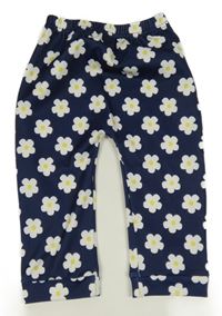 Tmavomodro-bílé lehké květované tepláky 