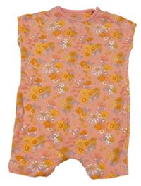 Růžový květovaný kraťasový overal Next