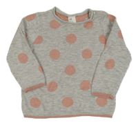 Šedo-růžový puntíkovaný svetr H&M