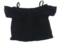 Černé crop tričko s odhalenými rameny Primark 